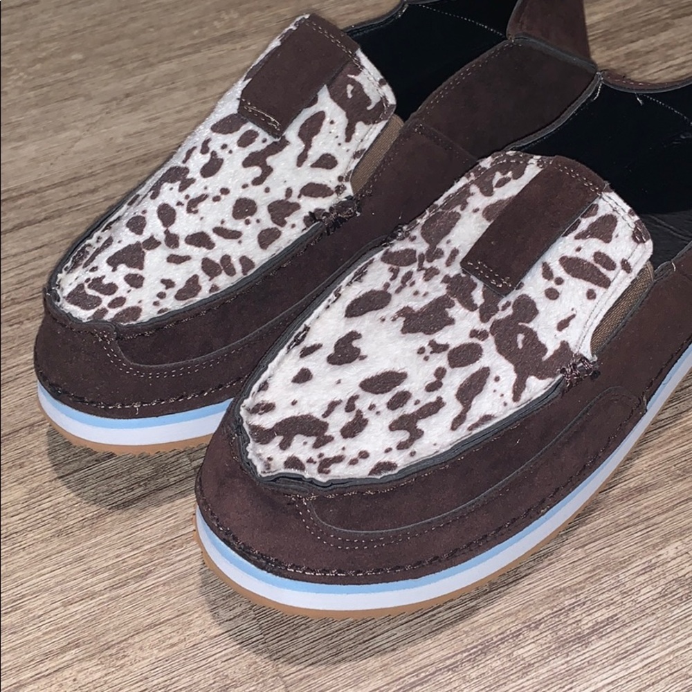 Cow Print Slip-On Shoes
